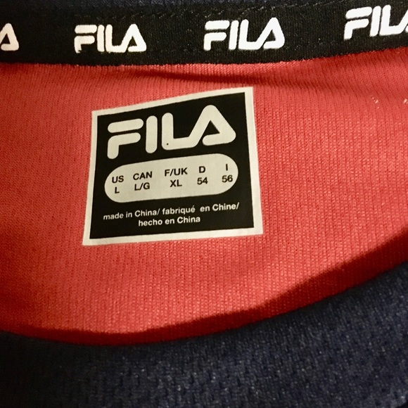 LG Fila Red BlueMens Short Sleeves Shirt sz LG - Picture 4 of 8